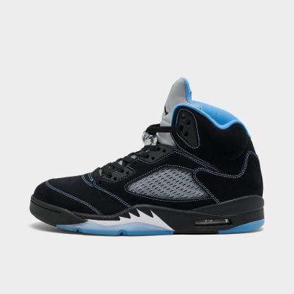 Men's Air Jordan Retro 5 Basketball Shoes - Black/University Blue/White - view 1