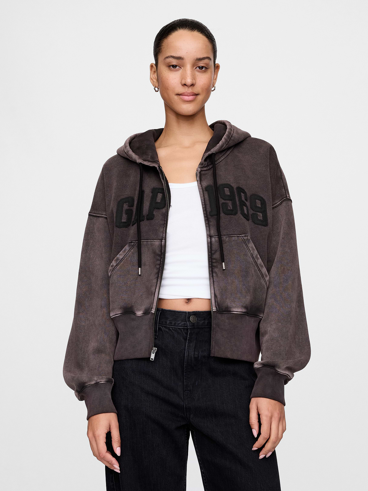 VintageSoft Wedge Zip Hoodie - Moonless night