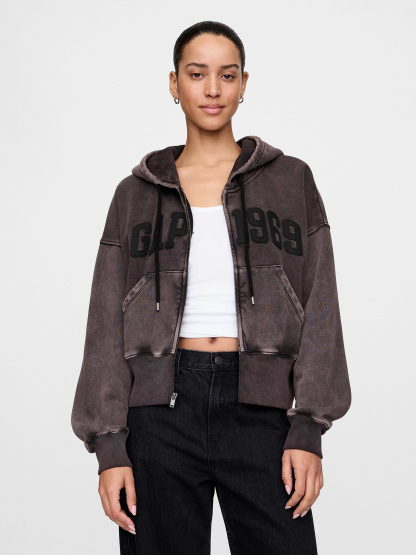 VintageSoft Wedge Zip Hoodie - Moonless night