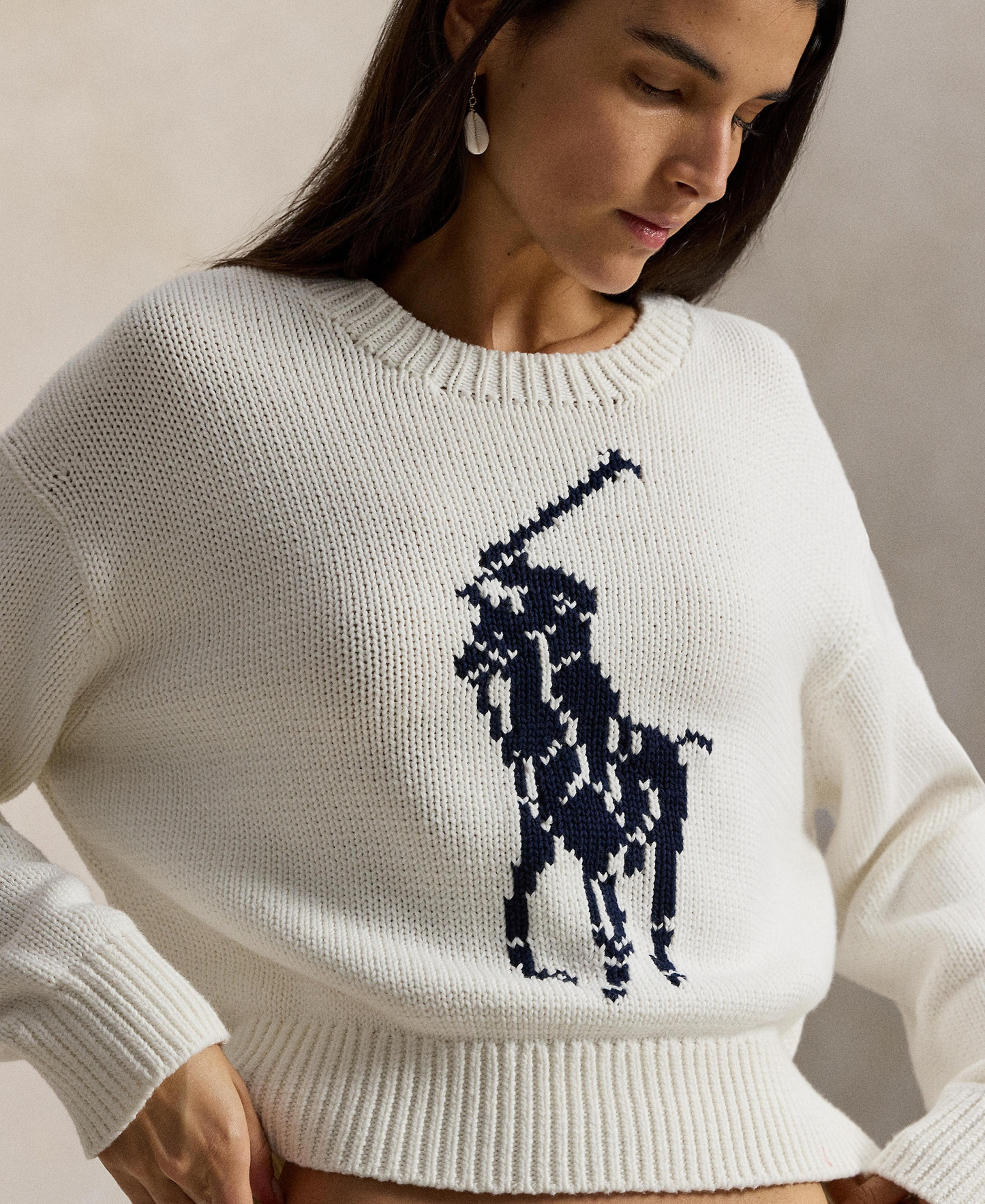 Polo Ralph Lauren Women's Big Pony Crewneck Sweater - White