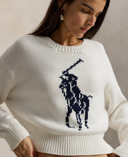 Polo Ralph Lauren Women's Big Pony Crewneck Sweater - White