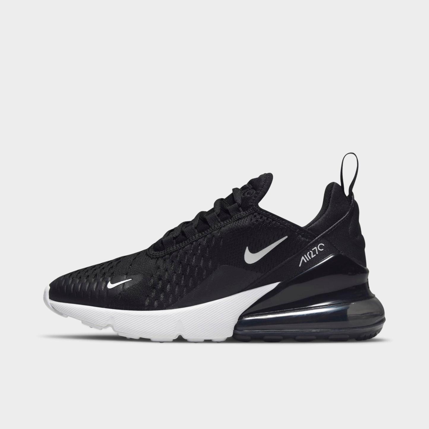 Big Kids' Nithtke Air Max 270 Casual Shoes - Black/Anthracite/White - Left shoe facing left. Outside of the shoe.