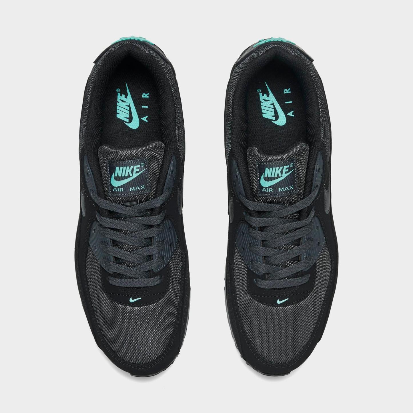 Men's Nike Air Max 90 Casual Shoes - Black/Anthracite/Aurora Green