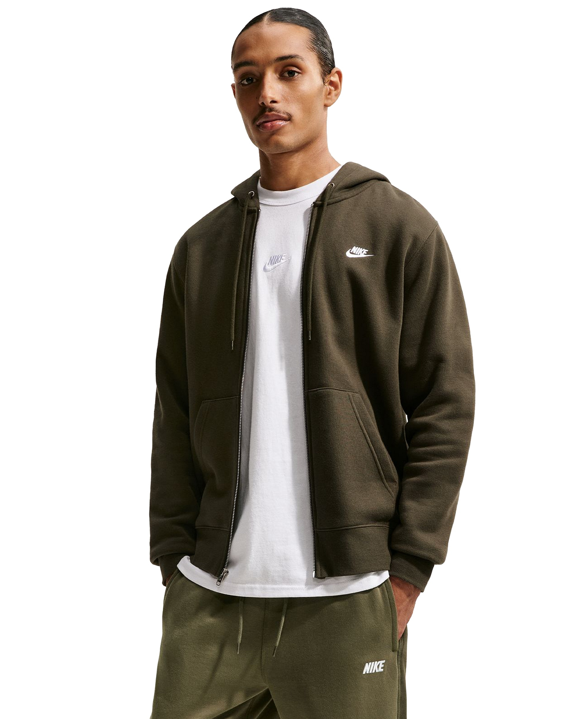 Nike Sportswear Club Men's Varsity Open-Hem Pants - Medium Olive/White