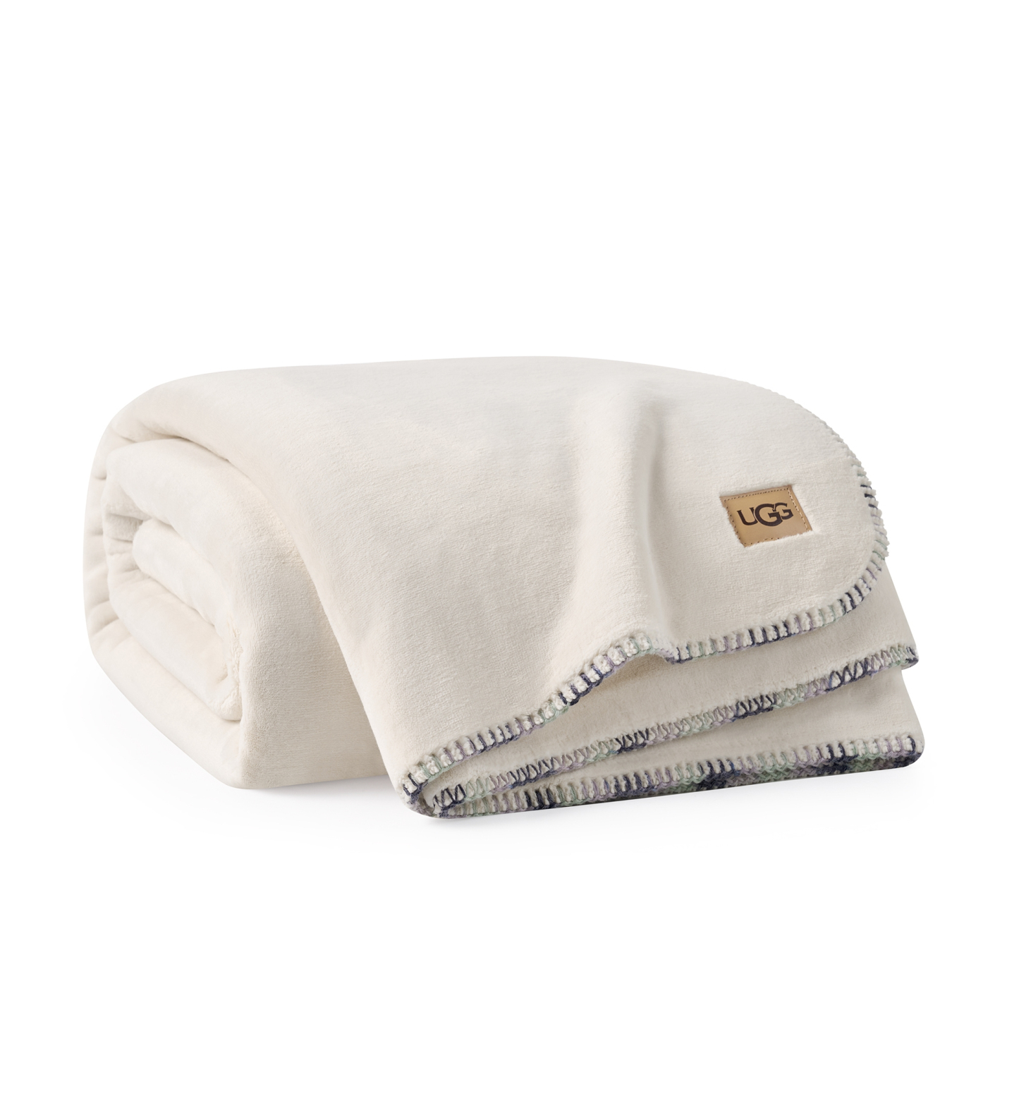 UGG® Coco Lightweight Throw, 50" x 70" - Snow Blue Embroidered