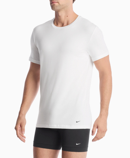 Nike Men's Dri-FIT Essential Cotton Stretch Crewneck Undershirts, 2-Pack - White