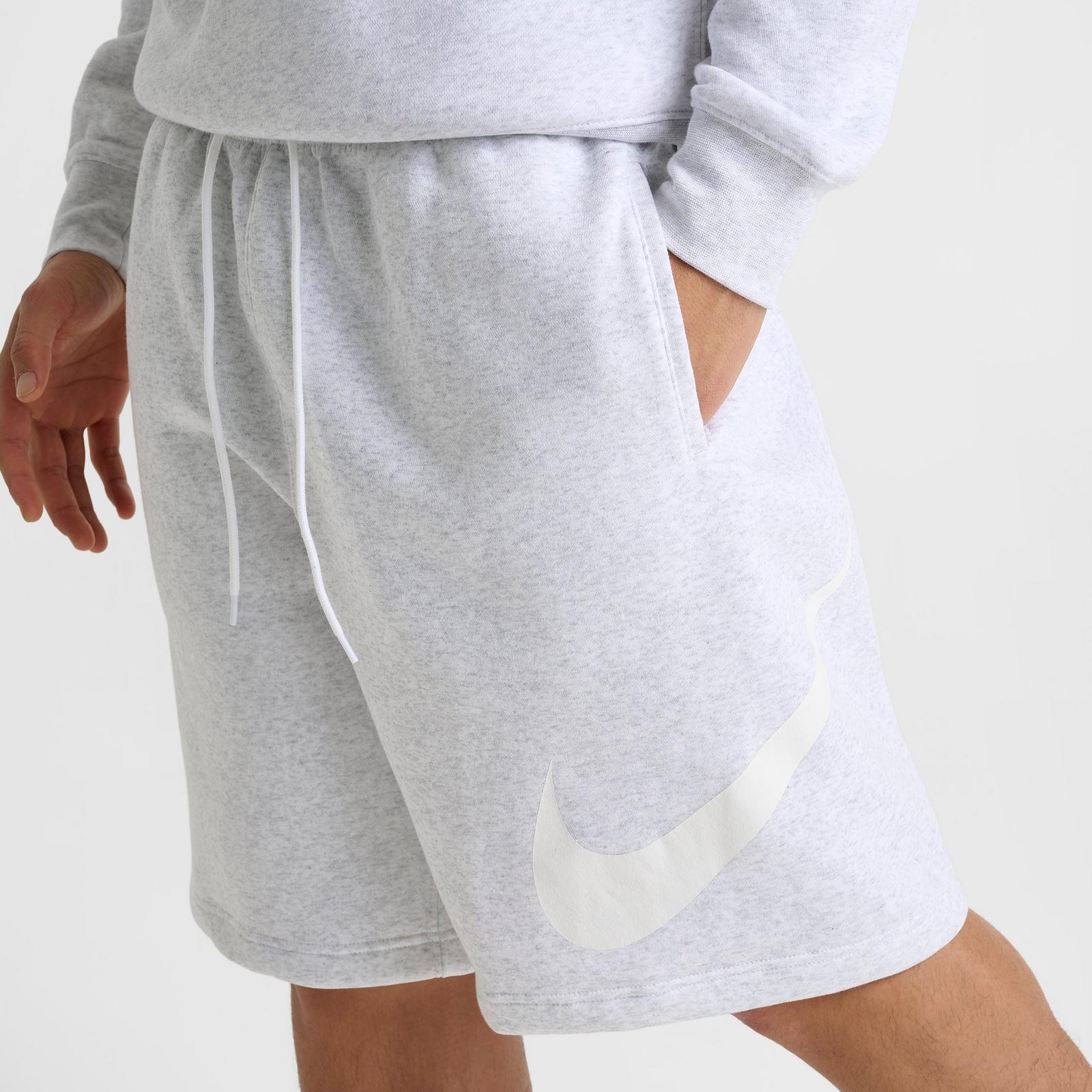 Men's Nike Club Fleece Swoosh Graphic Shorts - Birch Heather/White/White
