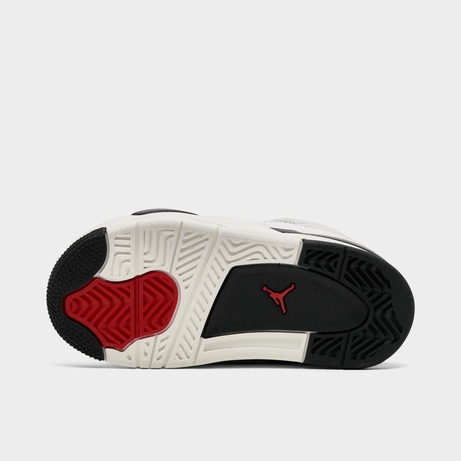Kids' Toddler Air Jordan Retro 4 Basketball Shoes - Sail/University Red/Black - view 6