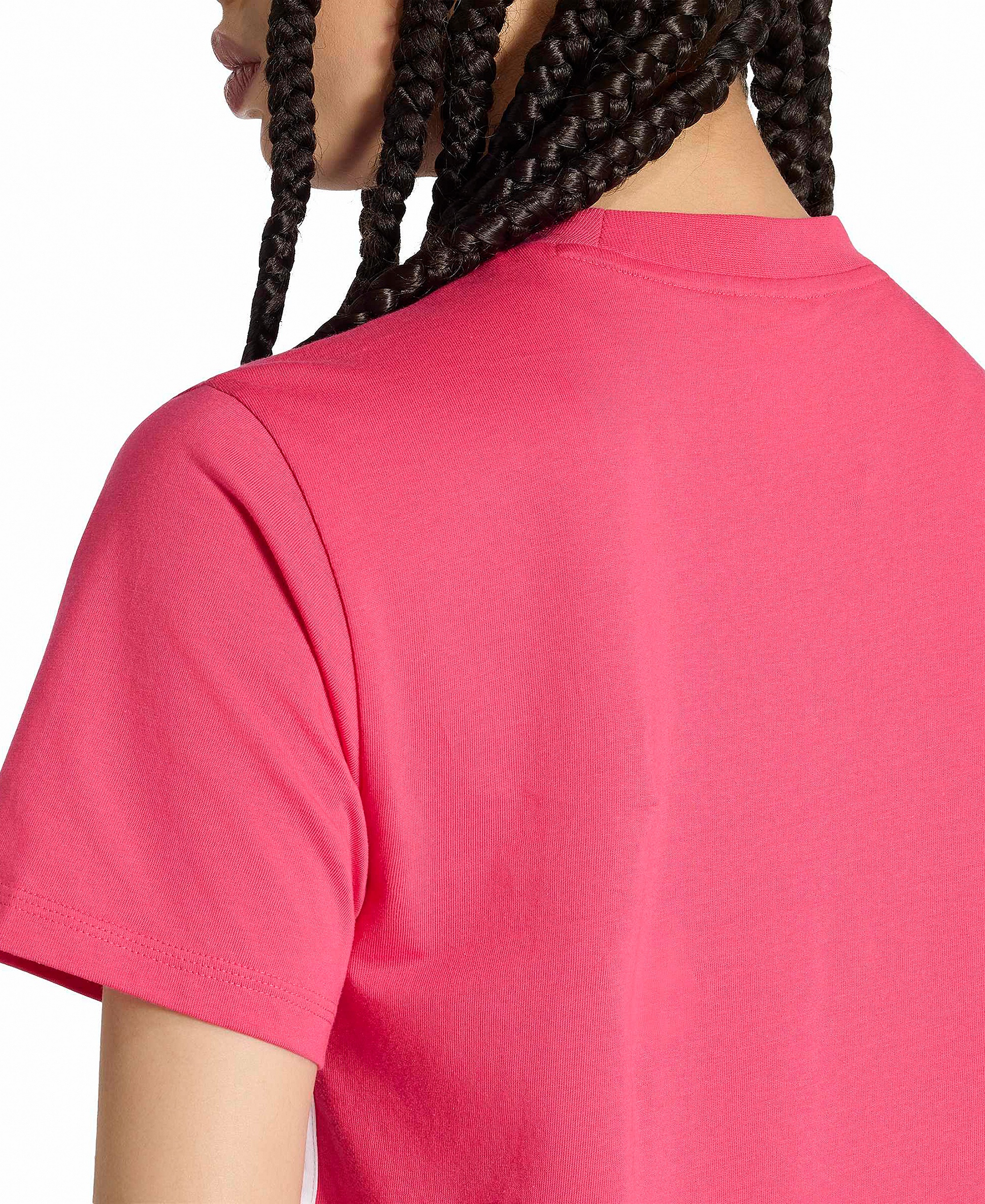 adidas Women's Essentials 3-Stripes Cotton T-Shirt - Power Pink/white