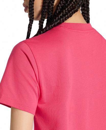 adidas Women's Essentials 3-Stripes Cotton T-Shirt - Power Pink/white