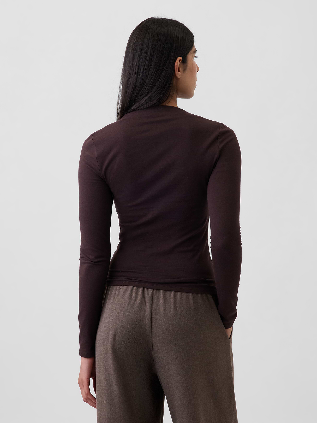 CloseKnit Jersey Funnel-Neck Ruched T-Shirt - Terra brown