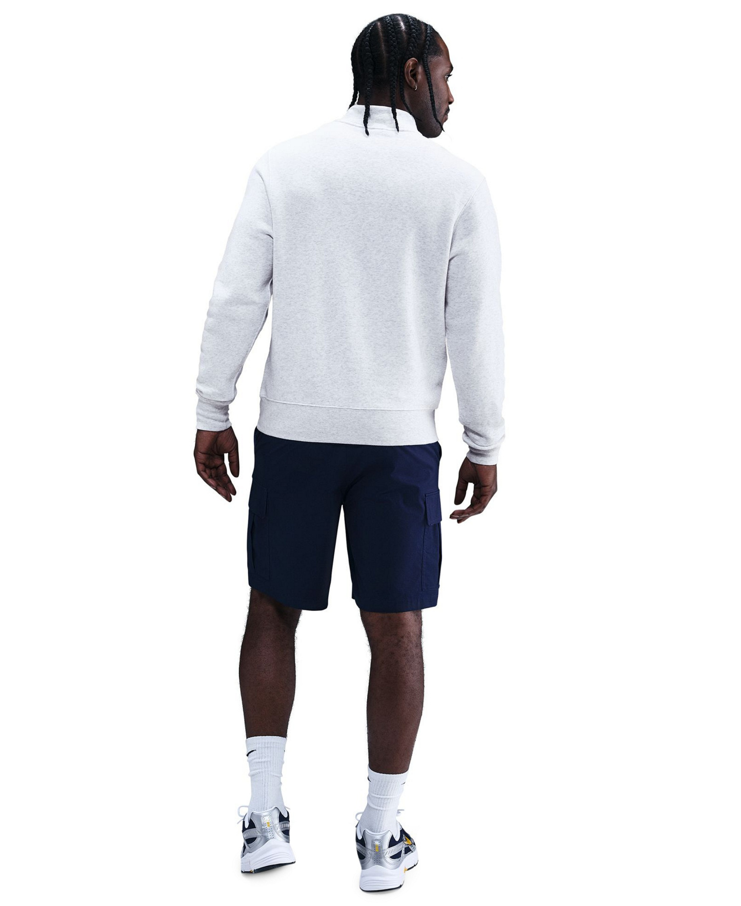Nike Men's Sportswear Club Half-Zip Fleece Sweatshirt - Birch Heather/White