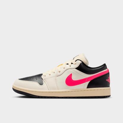 Women's Air Jordan Retro 1 Low Casual Shoes - Pale Ivory/Black/Muslin/Racer Pink - view 1