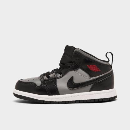 Boys' Toddler Air Jordan Retro 1 Mid Casual Shoes - Black/Gym Red/Particle Grey/White - view 1