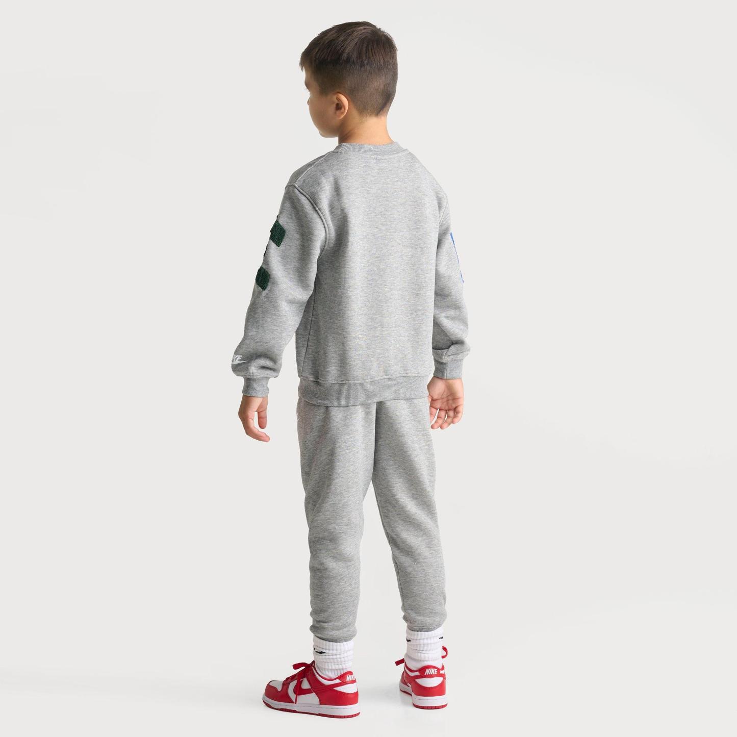 Little Kids' Nithtke Chenille Crewneck Sweatshirt and Jogger Pants Set - Dark Grey Heather