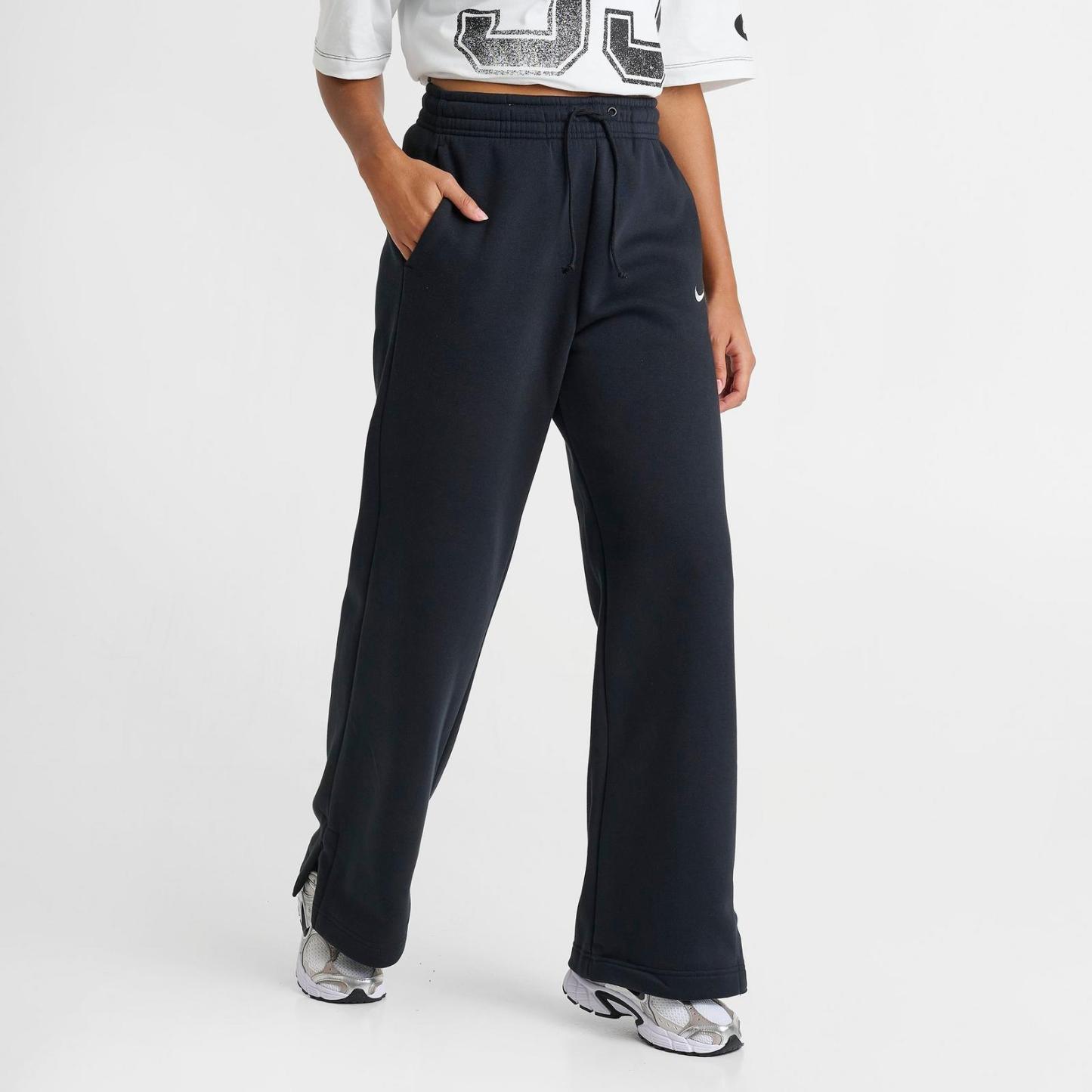 Women's Nike Sportswear Phoenix Fleece High-Waisted Wide-Leg Sweatpants - Black/Sail