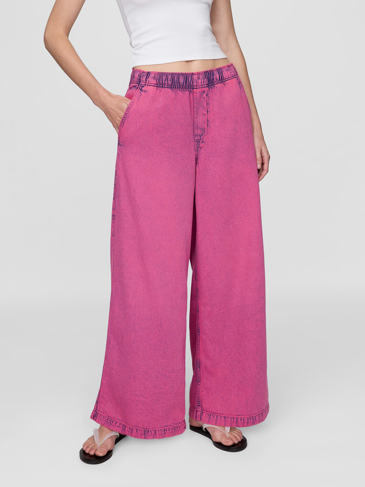 Mid Rise UltraSoft Easy Baggy Jeans - Pink rinse