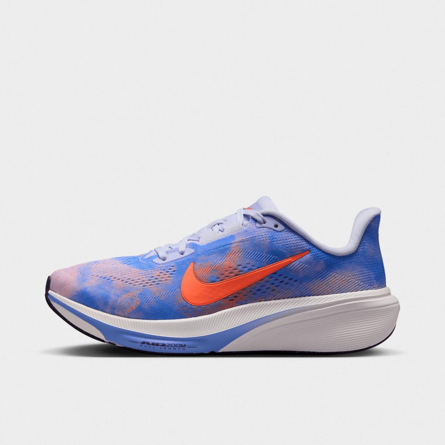 Women's Nithtke Pegasus 42 Running Shoes - Part 2 - Bleached Lilac/Royal Pulse/Summit White/Hyper Crimson - Left shoe facing left. Outside of the shoe.