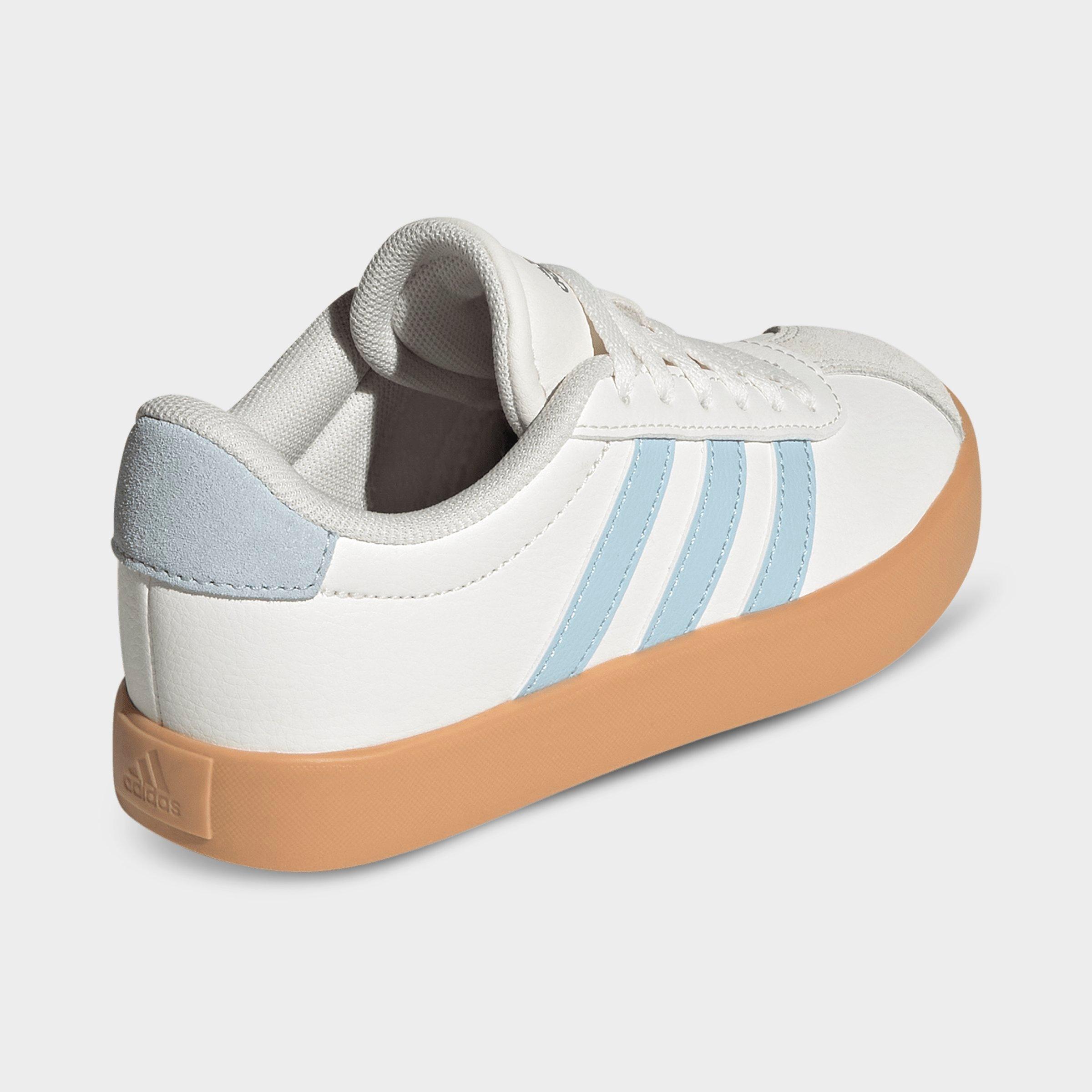 Big Kids' adidas VL Court 3.0 Skateboarding Casual Shoes - Core White/Ice Blue/Gum - Back view