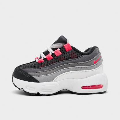 Kids' Toddler Nithtke Air Max 95 Big Bubble Casual Shoes - Anthracite/Solar Red/Light Graphite - Left shoe facing left. Outside of the shoe.