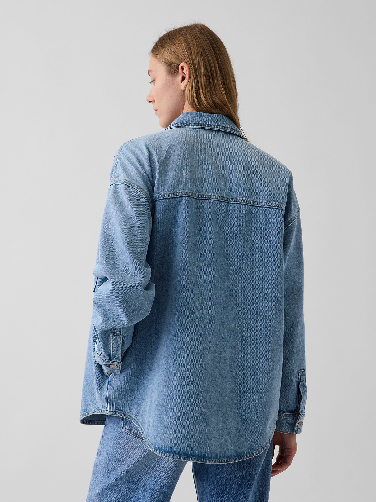 Denim Oversized Shirt Jacket - Light wash