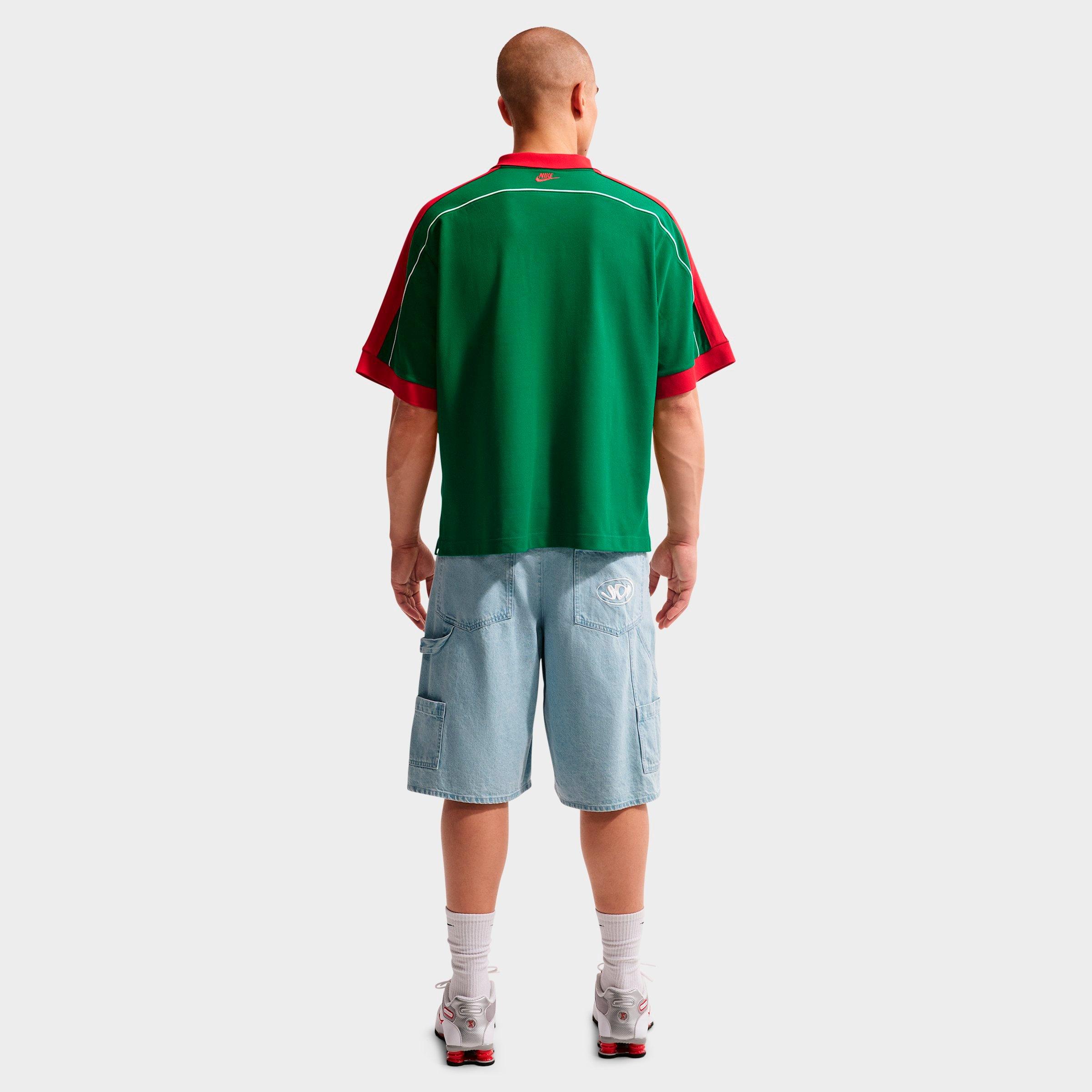 Men's Nithtke Sportswear Club Oversized Polo Shirt - Pine Green/University Red/Sail/University Red