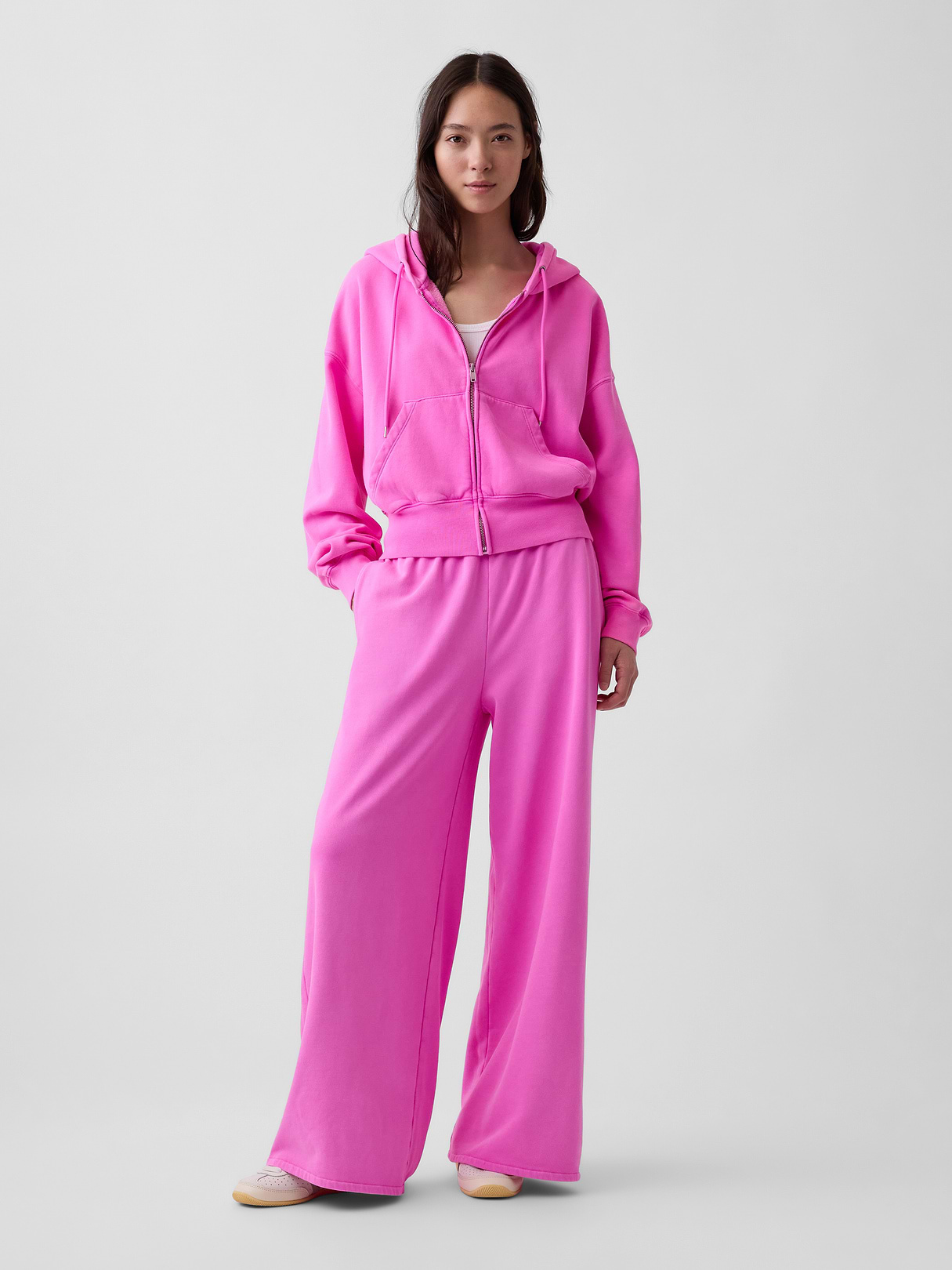VintageSoft Wedge Zip Hoodie - Sugar plum neon pink