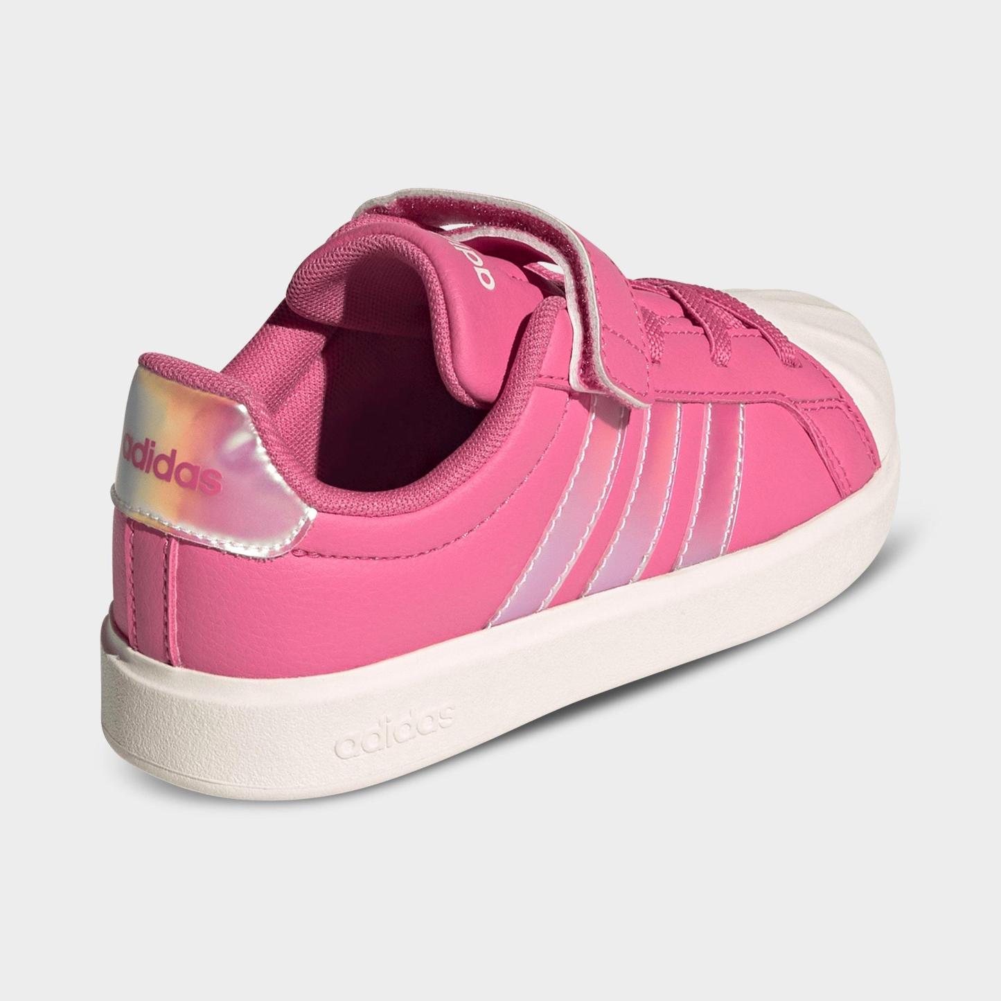 Girls' Little Kids' adidas Streettalk Stretch Lace Hook-And-Loop Casual Shoes - Pink Fusion/White/Wonder Quartz - Back view