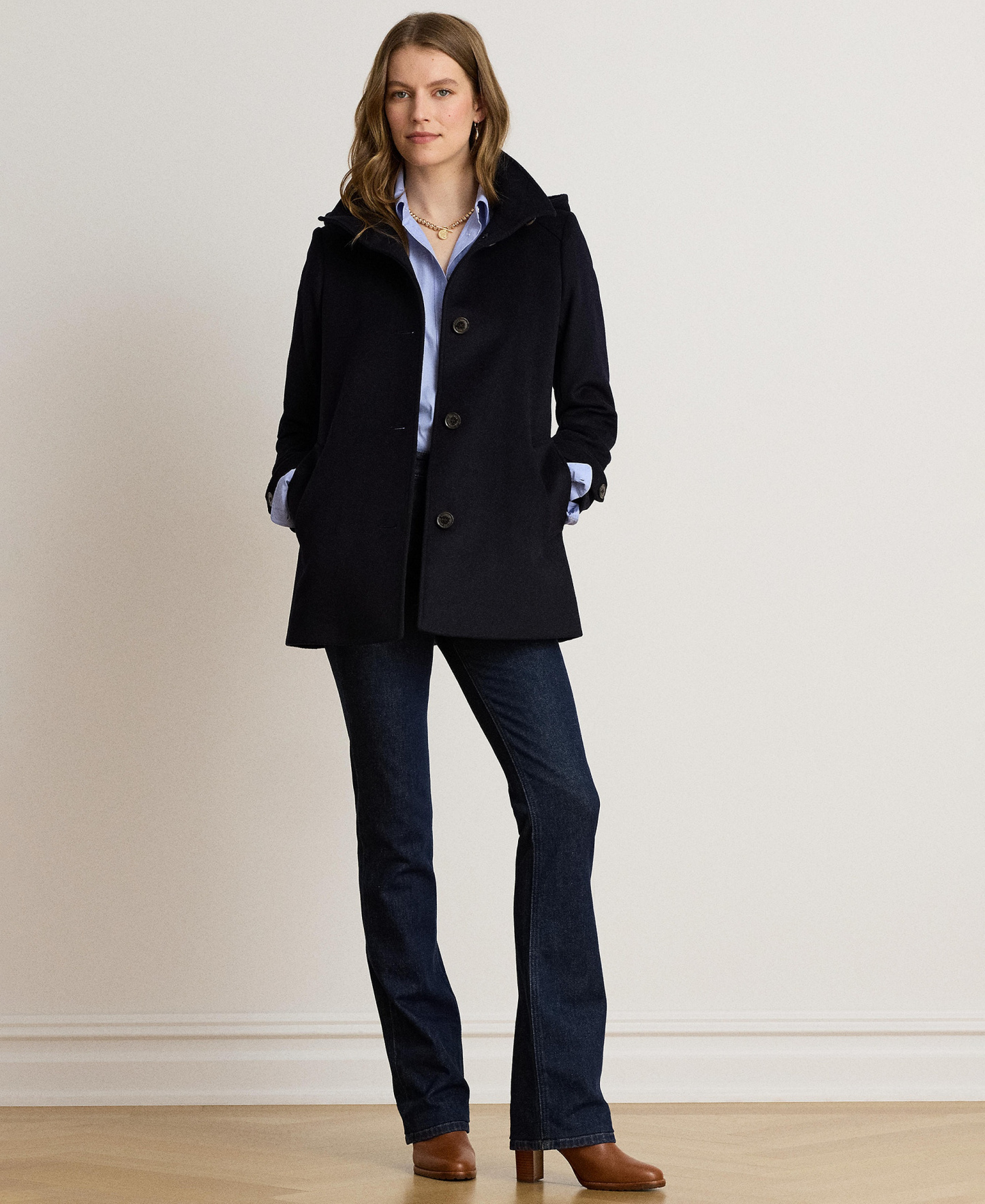 Lauren Ralph Lauren Women's Icon Hooded A-Line Coat, Created for Macy's - Dark Navy