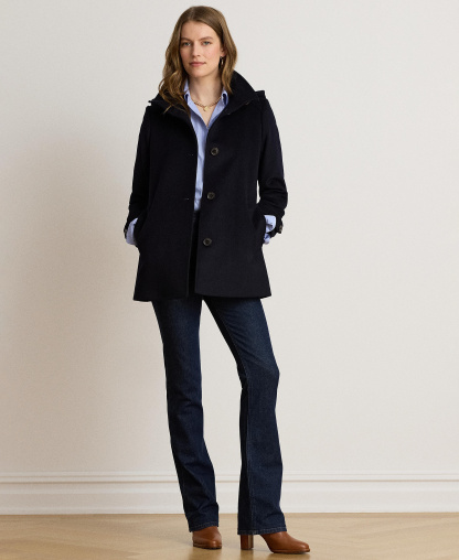 Lauren Ralph Lauren Women's Icon Hooded A-Line Coat, Created for Macy's - Dark Navy