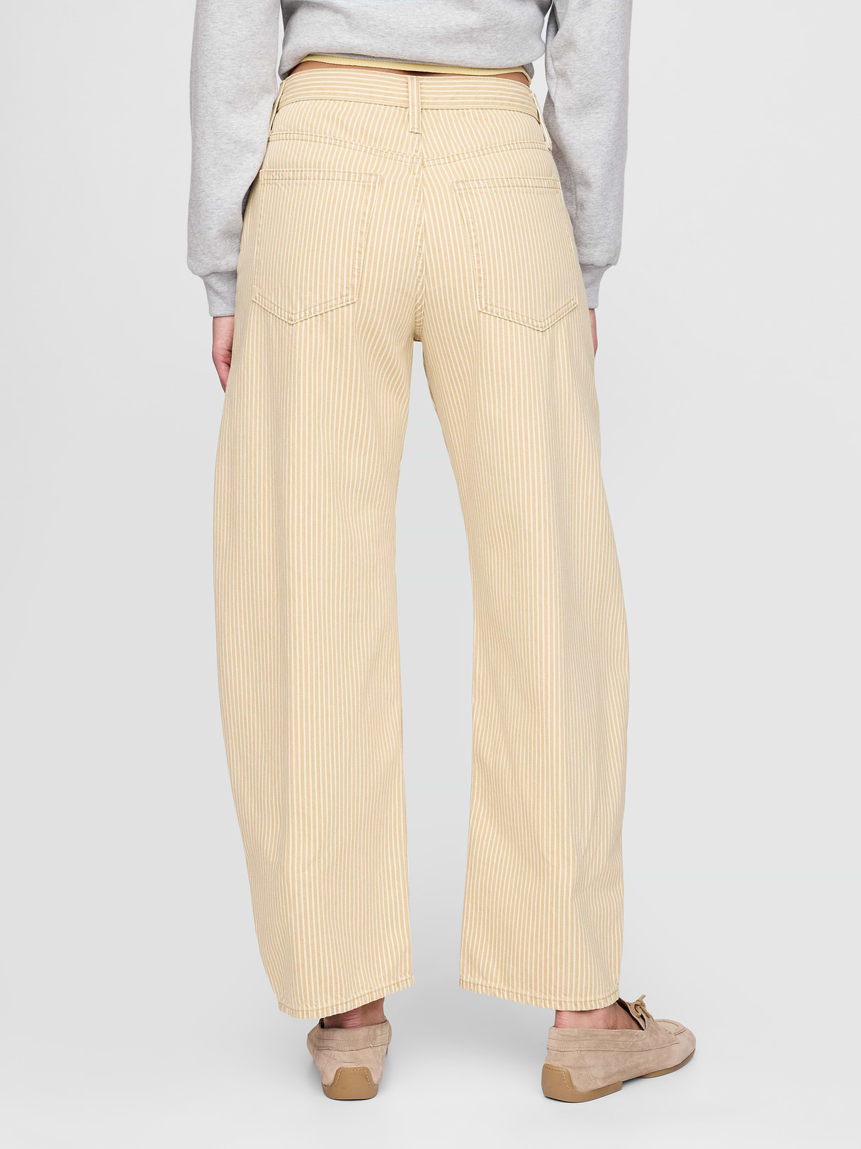 High Rise Barrel Jeans - Khaki stripe