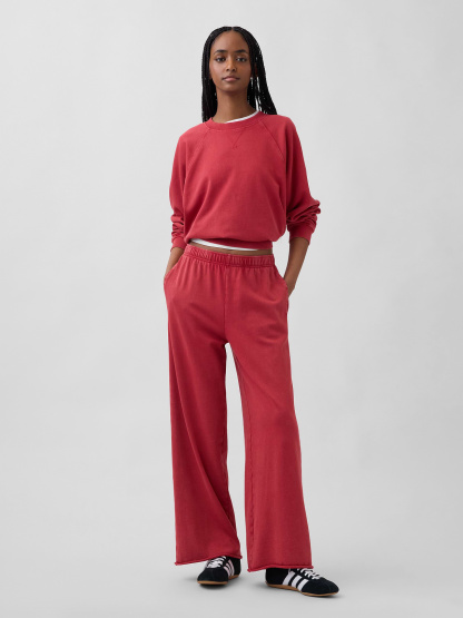 Mid Rise VintageSoft Terry Loose Sweatpants - Chakra red