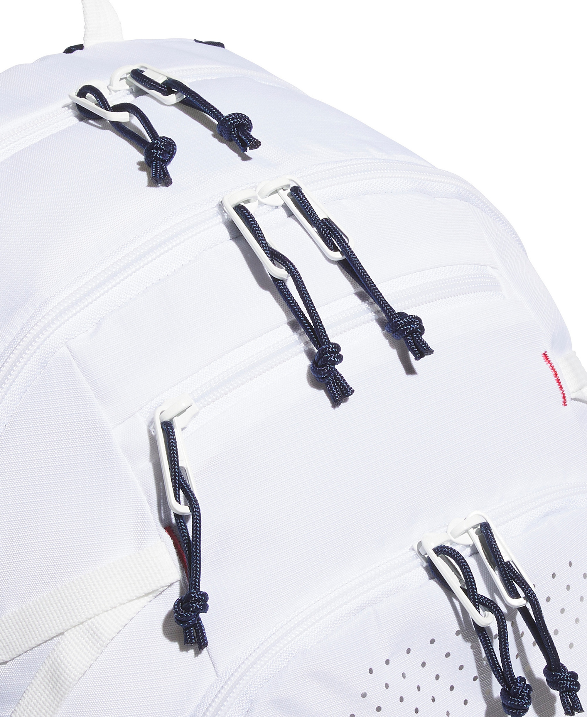 adidas Men's Multiple Zippered Pockets Backpack Messenger - White/Night Indigo/Pure Ruby Red