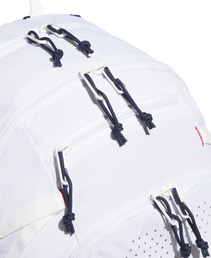 adidas Men's Multiple Zippered Pockets Backpack Messenger - White/Night Indigo/Pure Ruby Red