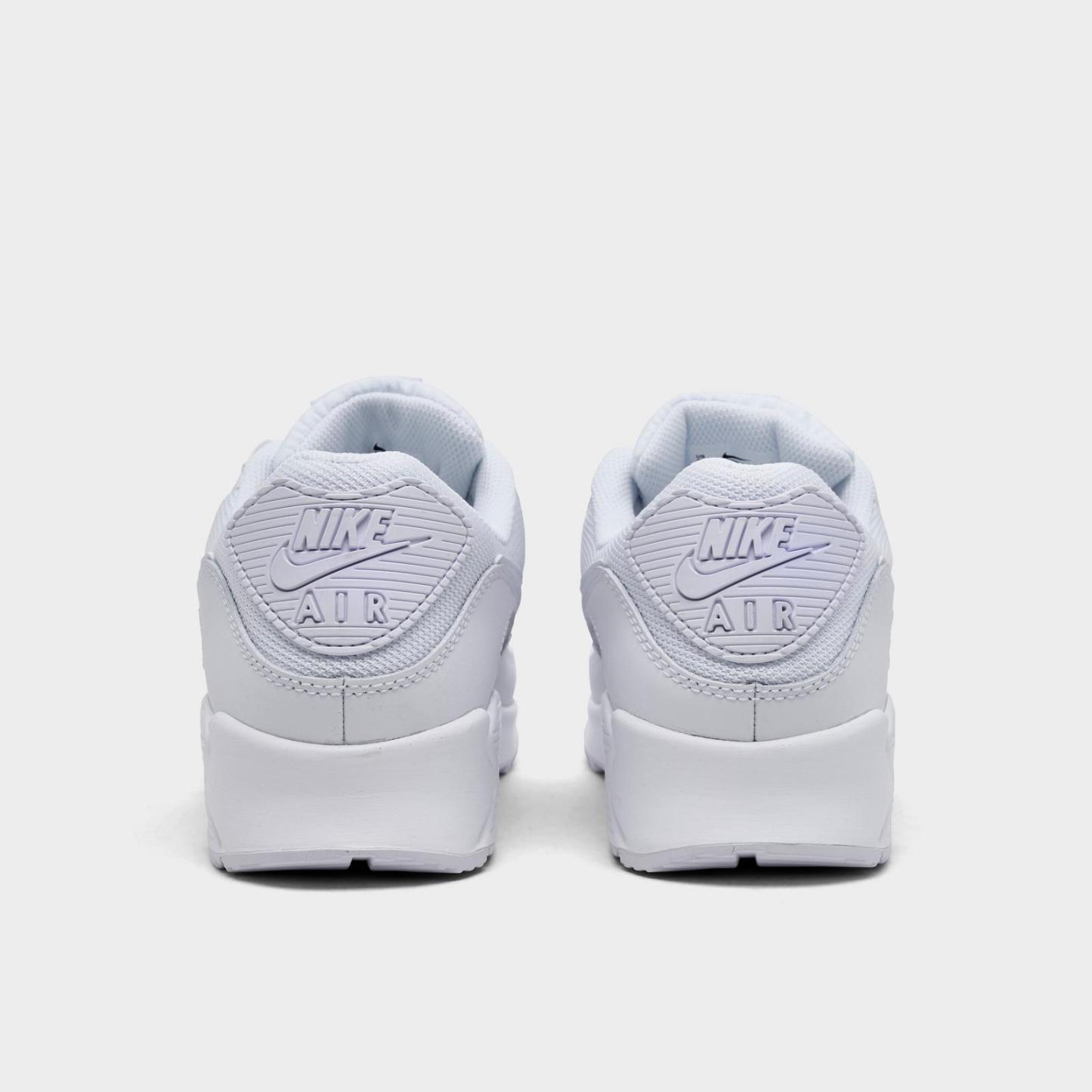 Men's Nike Air Max 90 Casual Shoes - White/White/Wolf Grey/White