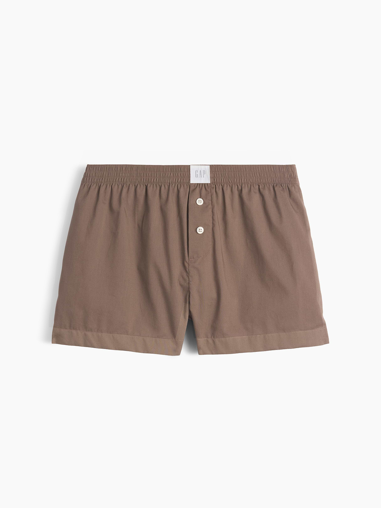 Poplin PJ Boxer Shorts - Toasted almond brown