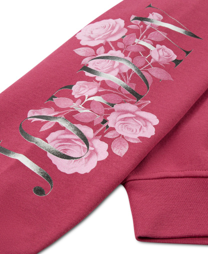 Jordan Girls' 7-16 Floral Stack Pullover Hoodie - Sweet Beet