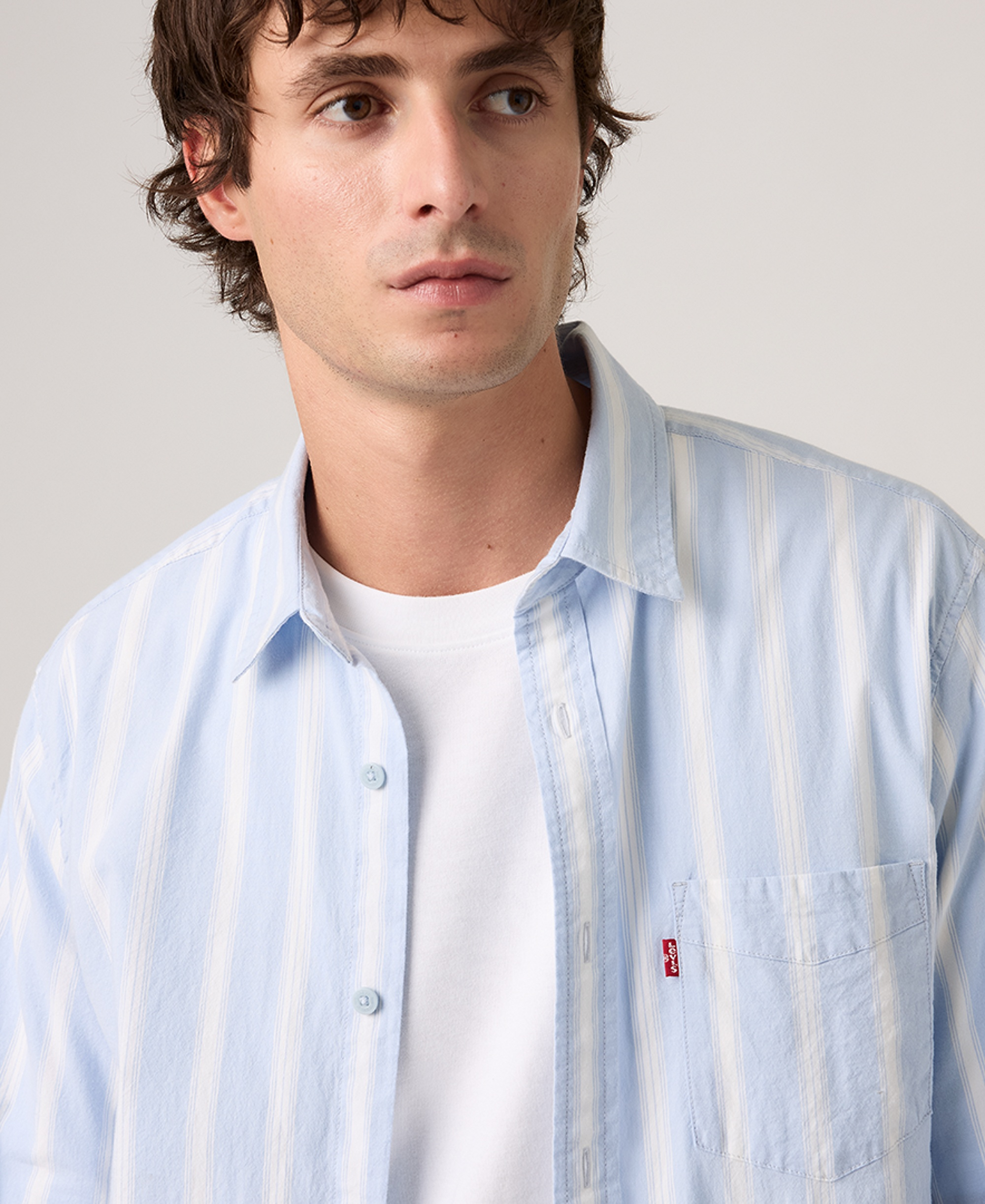 Levi's Men's Classic Pocket Regular-Fit Long-Sleeve Shirt - Kayden Stripe CHAMBRAY BLUE