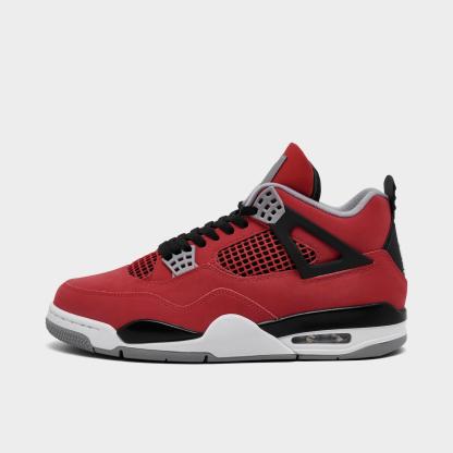 Men's Air Jordan Retro 4 Basketball Shoes - Off White/Anthracite/Fire Pink - view 1