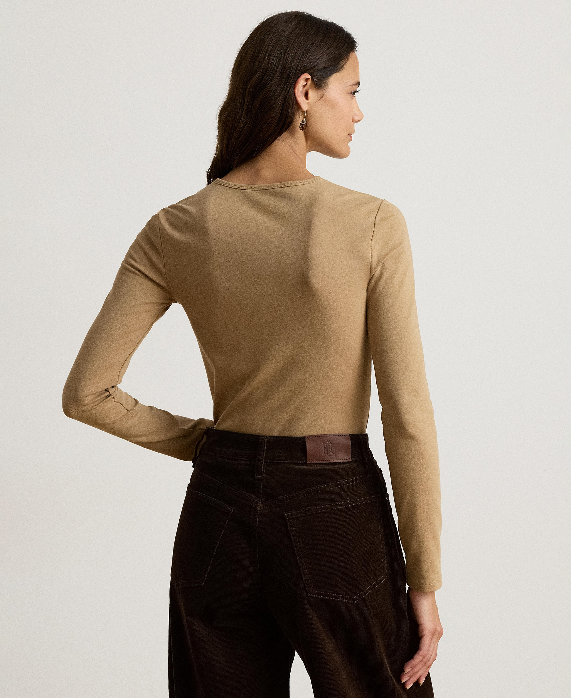 Lauren Ralph Lauren Cotton-Blend Long-Sleeve Top - Lauren Camel
