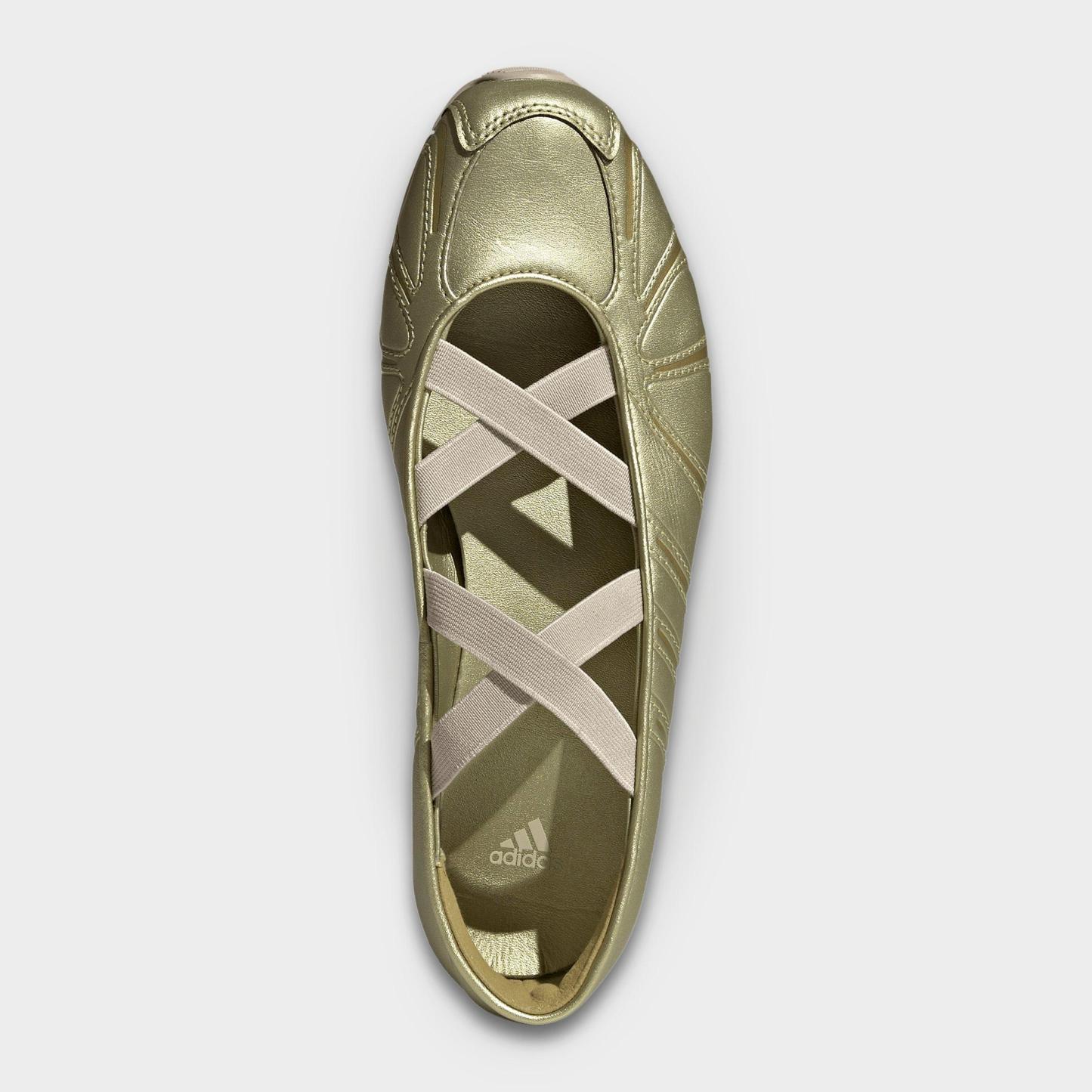 Women's adidas Originals Ghost Sprint Ballet Shoes - Gold Metallic/Gold Metallic/Crystal Linen - Top view