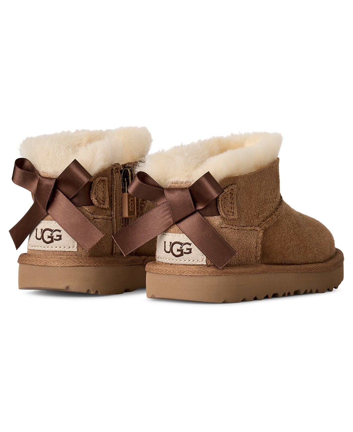 UGG® Toddler Kids Ultra Mini Bailey Bow Zipper Booties - Chestnut