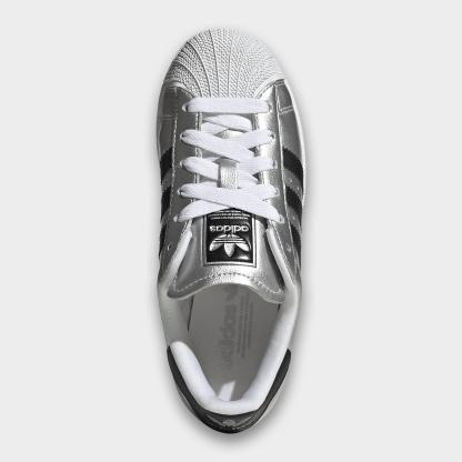 Big Kids' adidas Originals Superstar II Casual Shoes - Silver Metallic/Core Black/Silver Metallic - Top view