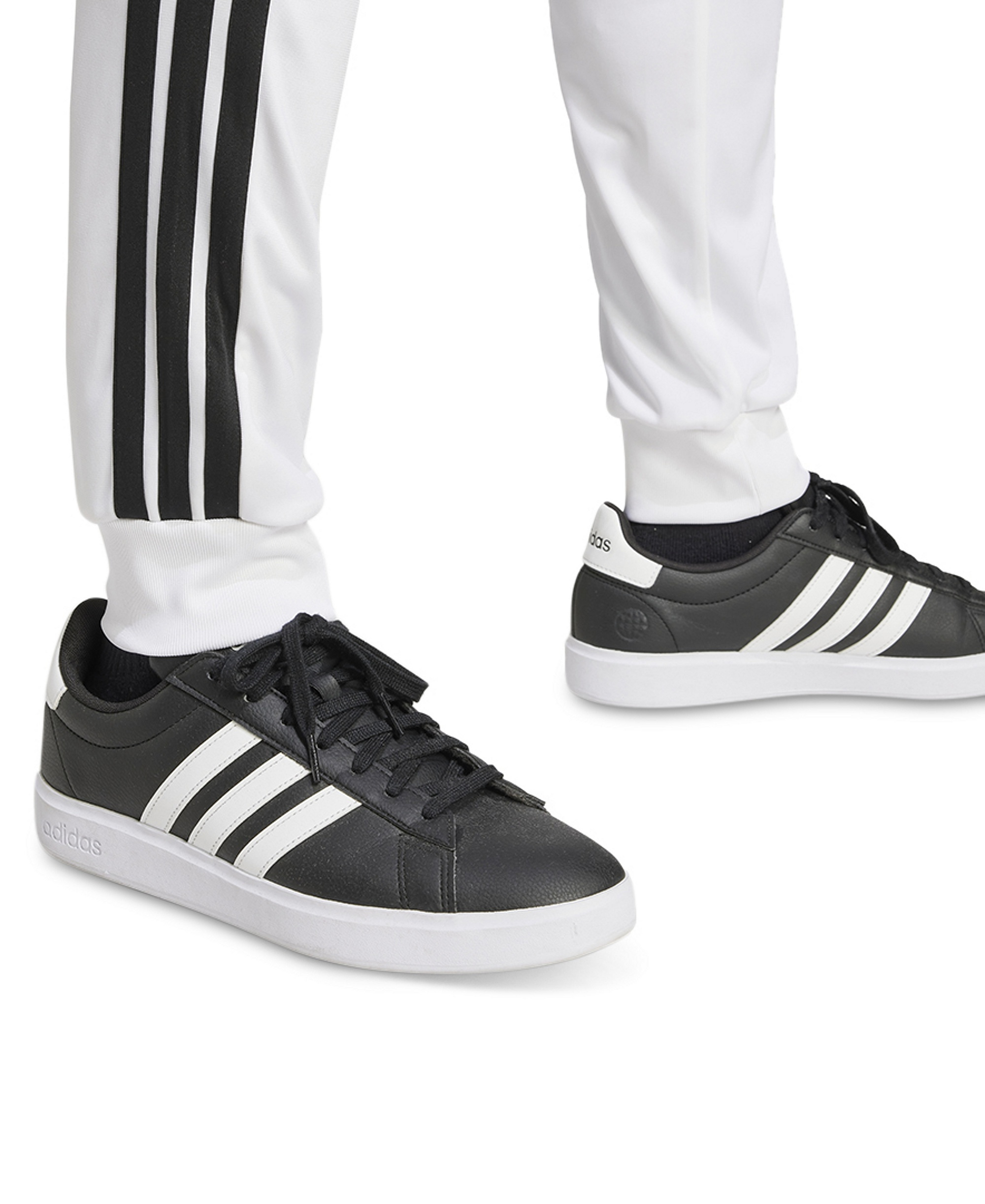 adidas Men's 3-Stripes Tricot Regular Tapered Track Pants - White/blk
