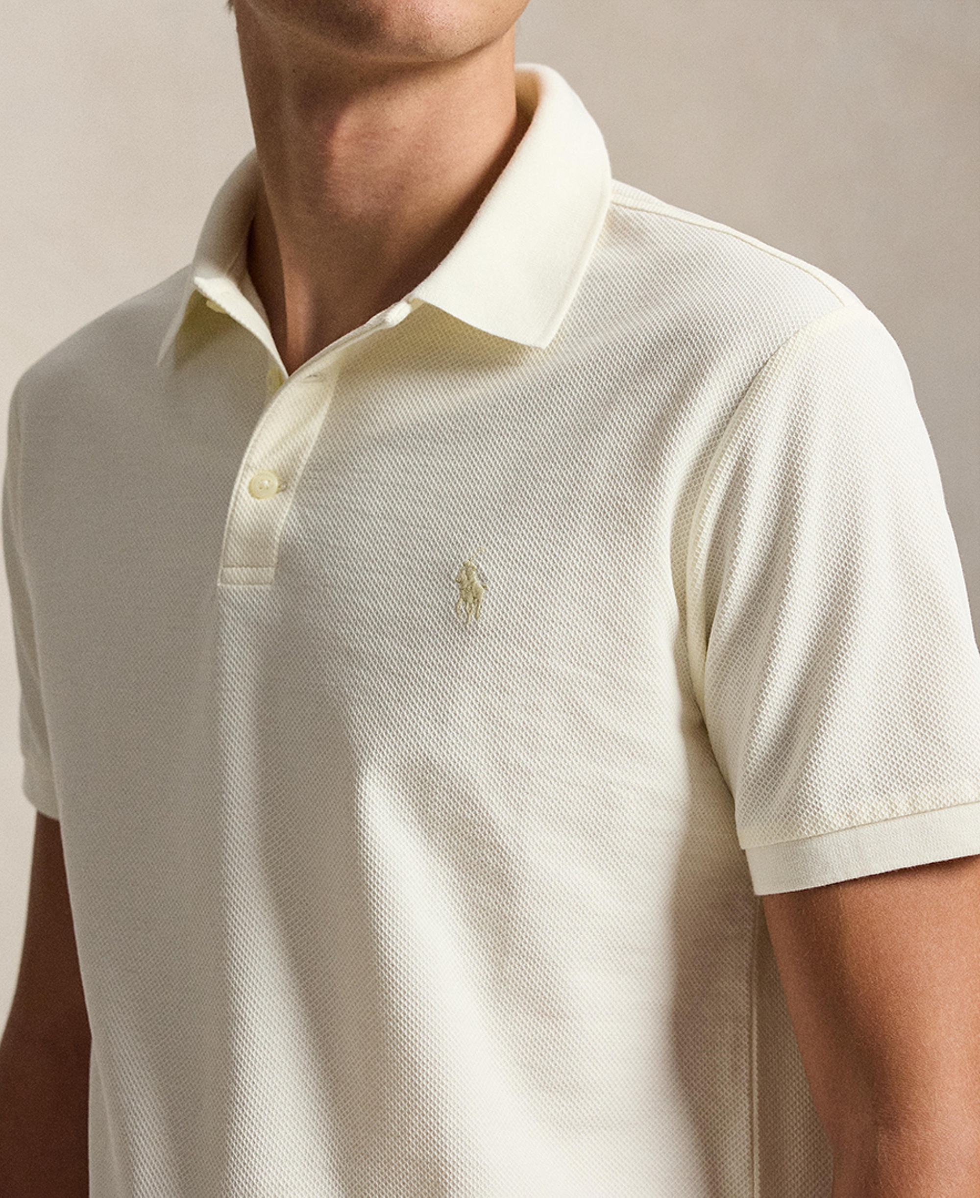 Polo Ralph Lauren Men's Custom Slim-Fit Honeycomb-Mesh Polo Shirt - Pale Cream