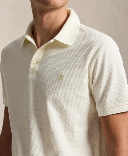 Polo Ralph Lauren Men's Custom Slim-Fit Honeycomb-Mesh Polo Shirt - Pale Cream