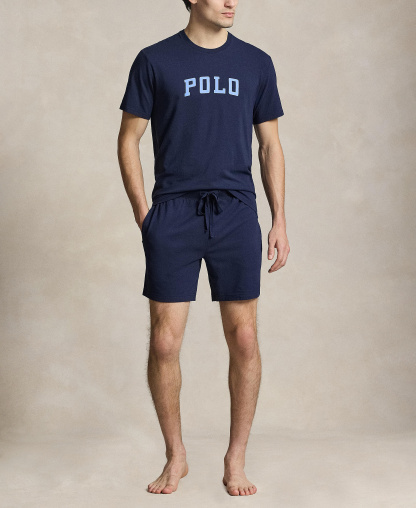 Polo Ralph Lauren Men's Crewneck Pajama T-Shirt - Cruise Navy/Harbor Island Blue Logo