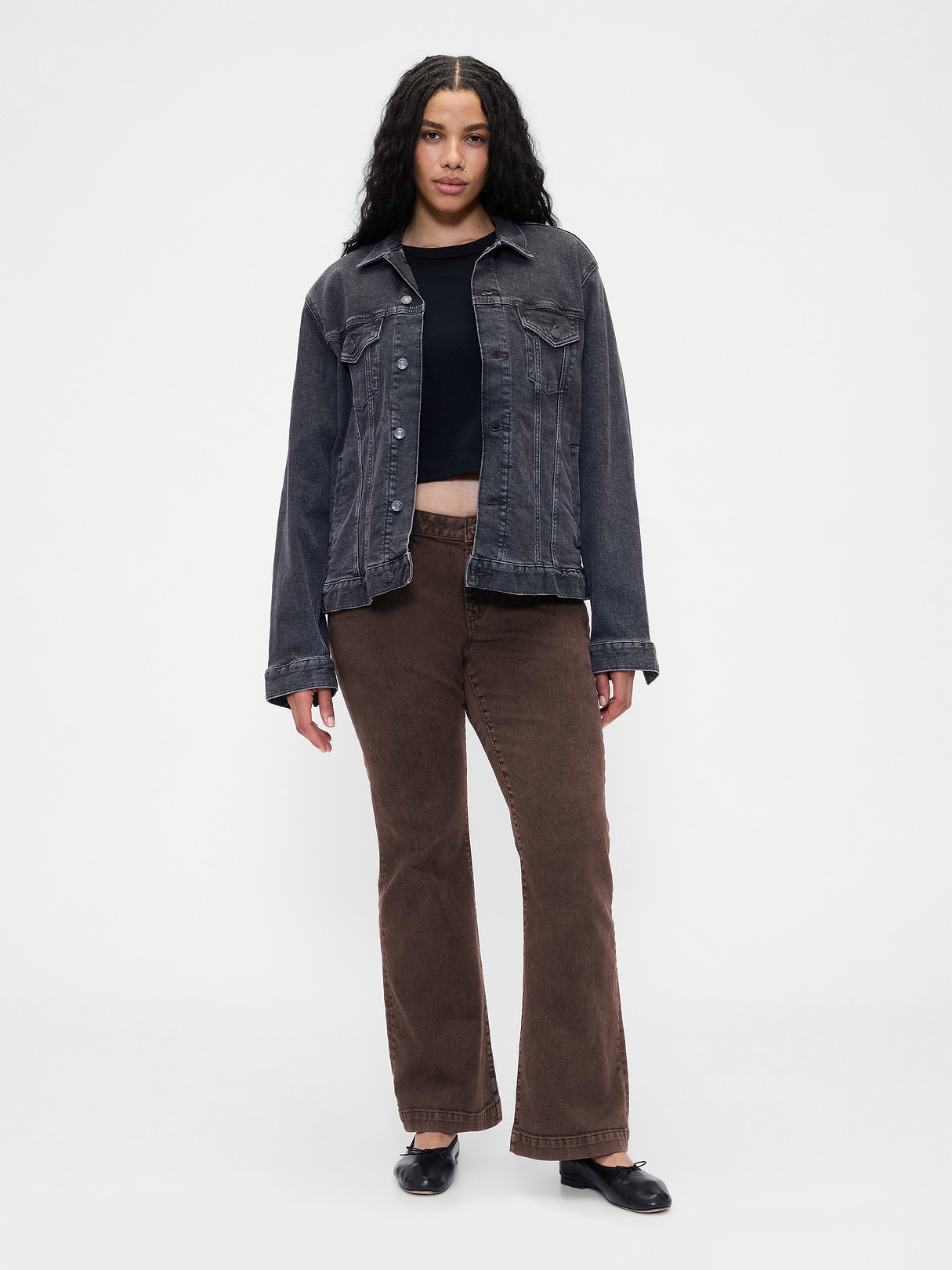 Low Rise Long & Lean Split-Hem Jeans - Dark brown