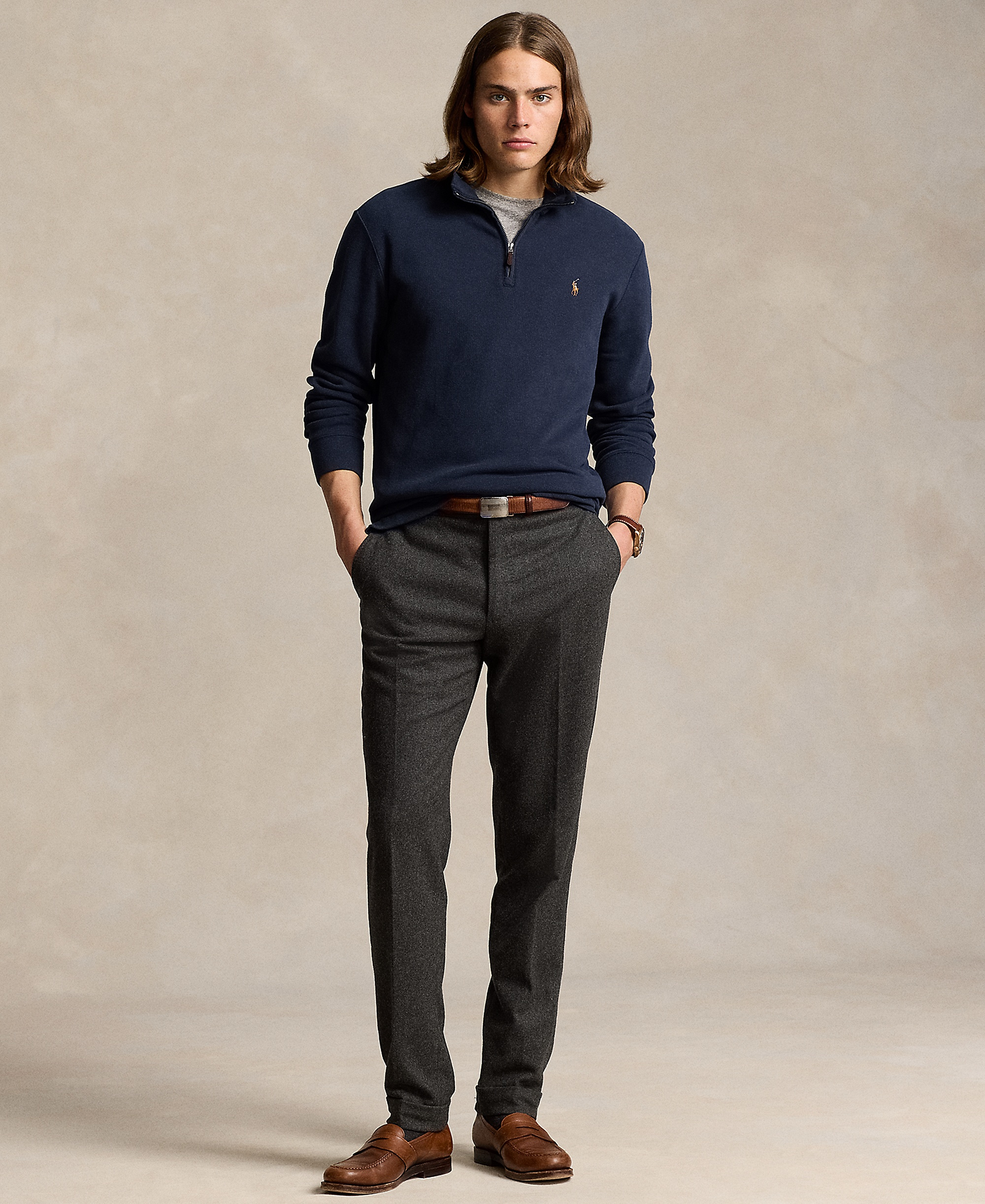 Polo Ralph Lauren Men's Estate-Rib Cotton Quarter-Zip Sweater - Crusie Navy