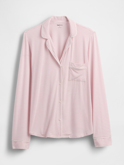 SoftMade Modal PJ Top - Pink & white stripe